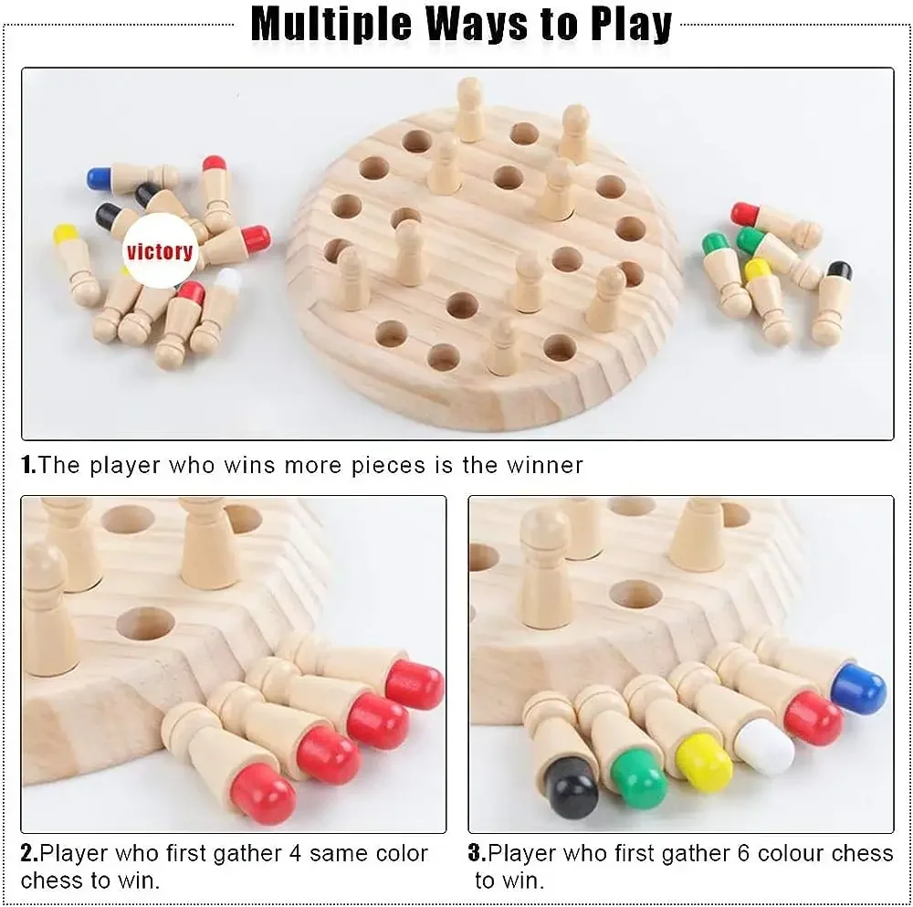 Wooden Memory Chess Match Stick Chess Color Puzzles Game Board Game Montessori Educational Toy Learning Toys For Kids Children