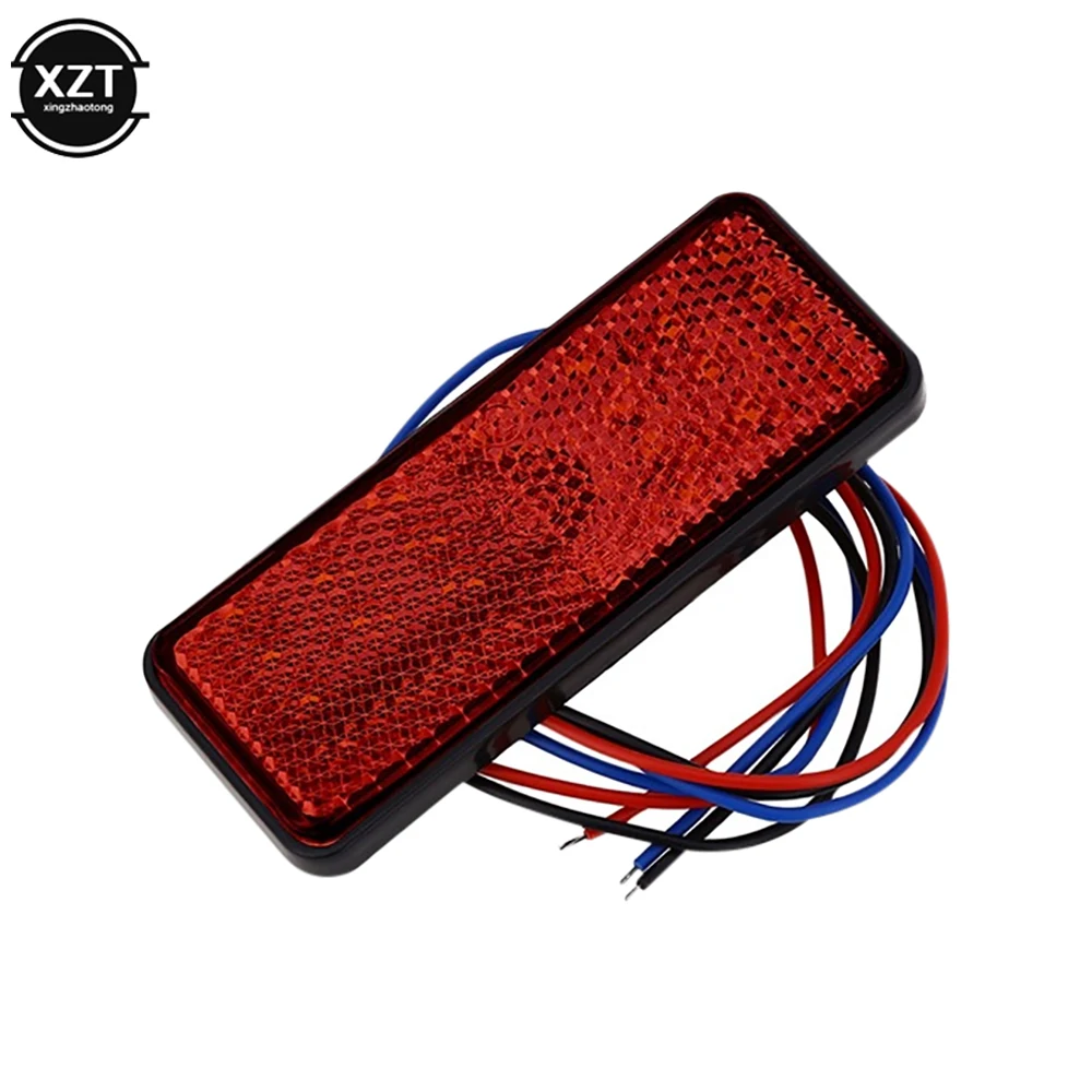 RED Lens Rectangle Red LED Reflectors Brake Light For Universal Motorcycle car truck high performance rear tail stop light 12V