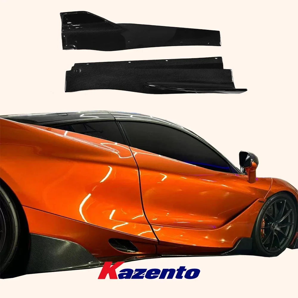 For Mclaren 720 720S KZ Style Dry Carbon Fiber Side Skirts Add On Splitter