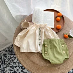 2Pcs Baby Clothing Set Embroidery Blouse And Corduroy Girls Clothes Set Toddler Girls Outfit