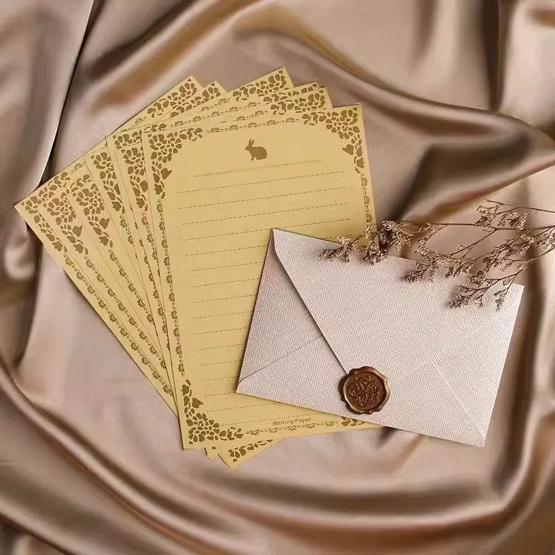 Sobres Vintage de 5 piezas para tarjetas postales, papel de carta de escritura, bolsa para tarjetas de invitación de boda, pegatinas de sellado