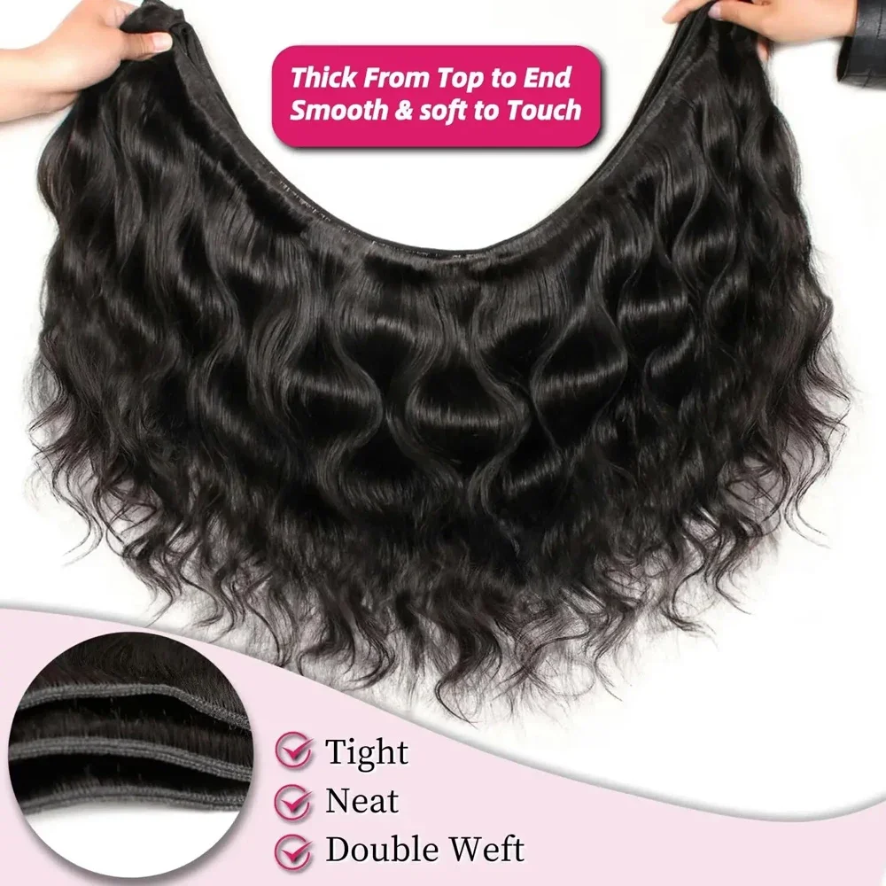 30 40Inch 3 4 Bundle Loose Body Wave Bundles Unprocessed Human Hair 16A Raw Hair Bundles Extensions Brazilian Natural Black