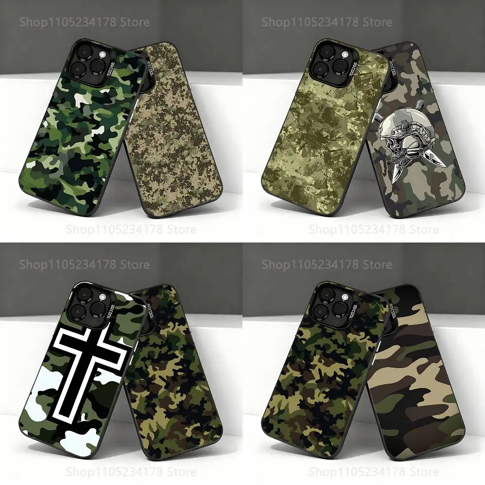 

Camouflage Camo Military Army Phone Case For iPhone 17,16,15,14,13,12,11,Pro,Max,Plus,E,Air,Mini Anti Fall Black Bumper