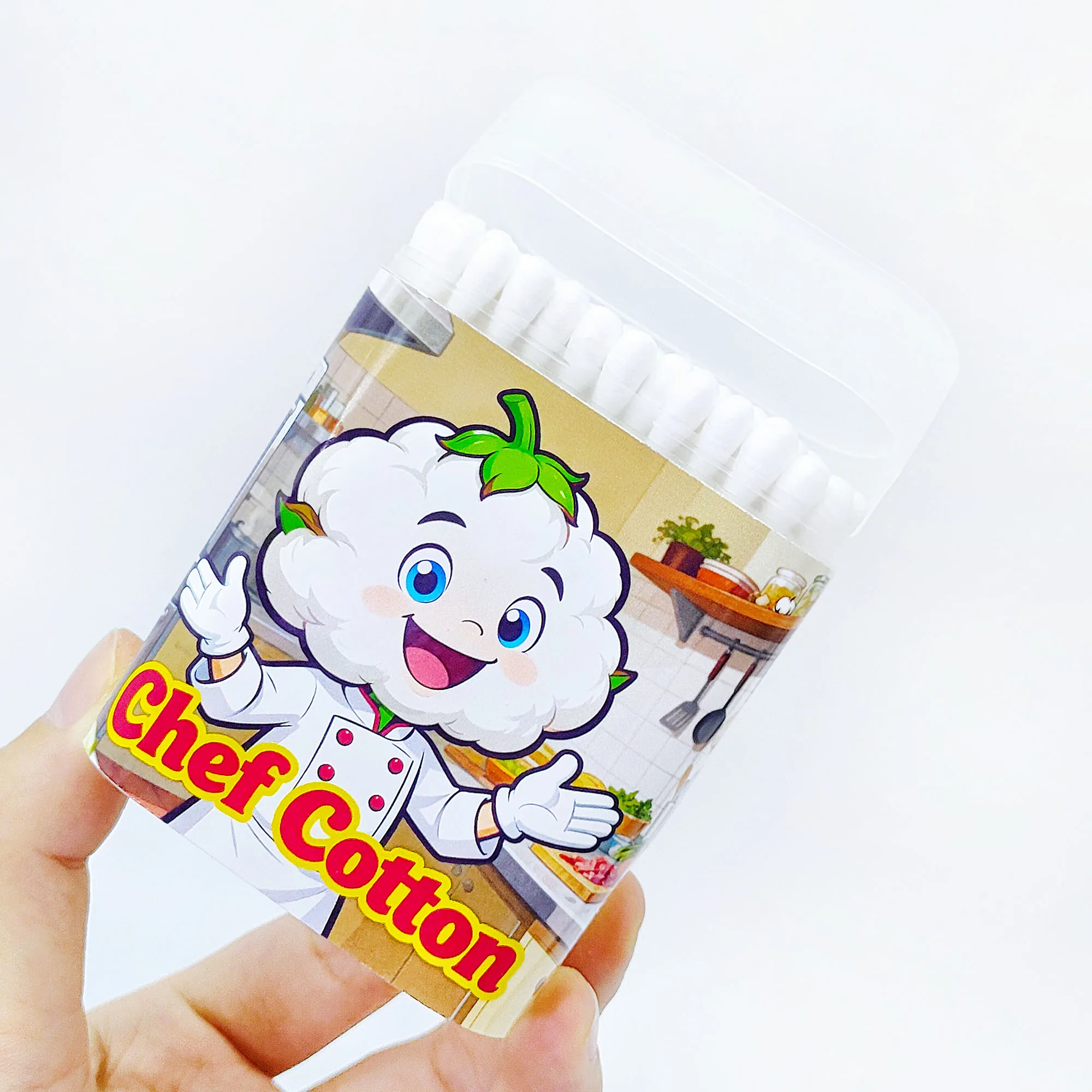 200개입 셰프 전문 스타일링 테마 면봉 다기능 양면 면봉 라운드 스푼 면봉 스틱.