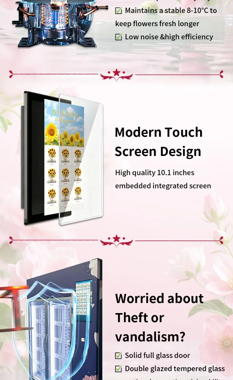 Smart Custom Supreme Indoor Bouquet Use Price Flower Vending Machine for Sale