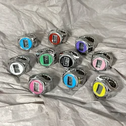 WLP Visible Time Mini Electronic Digital Watch Finger Rings for Women Men Couples Elastic Strap Alloy Watch Ring Jewelry Gift