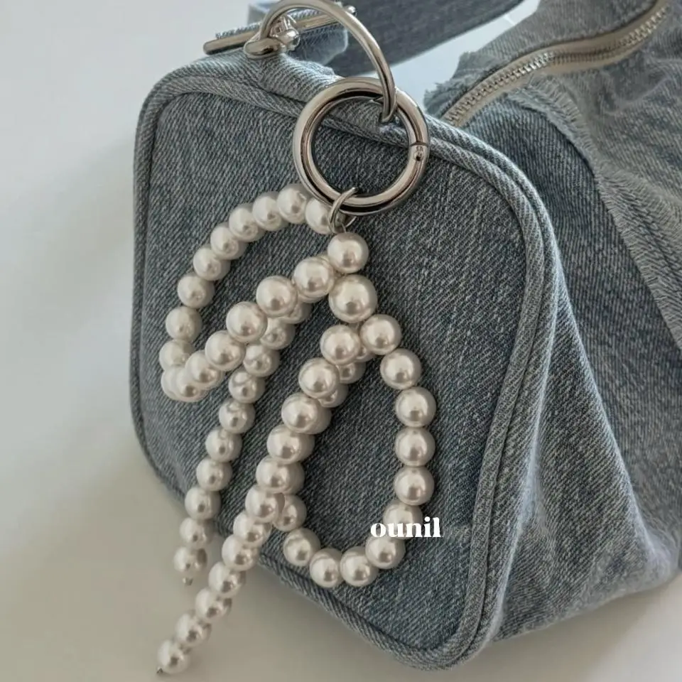 UILZ Pearl Bowknot Keychain Pendant Fashion Hanging Ornament Pendant Keyring Backpack Decoration Charm Jewelry For Girl Women