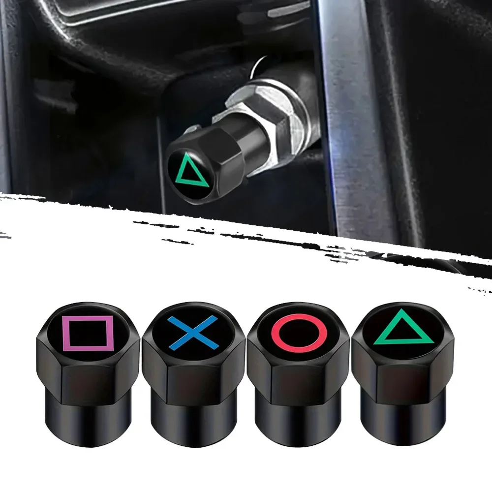 4Pcs Car Wheel Valve Dust Cover Car Valve Letter Shape Styling Decorative Cover Car Tire Valve Stem Cap Auto Bicycle Accessories