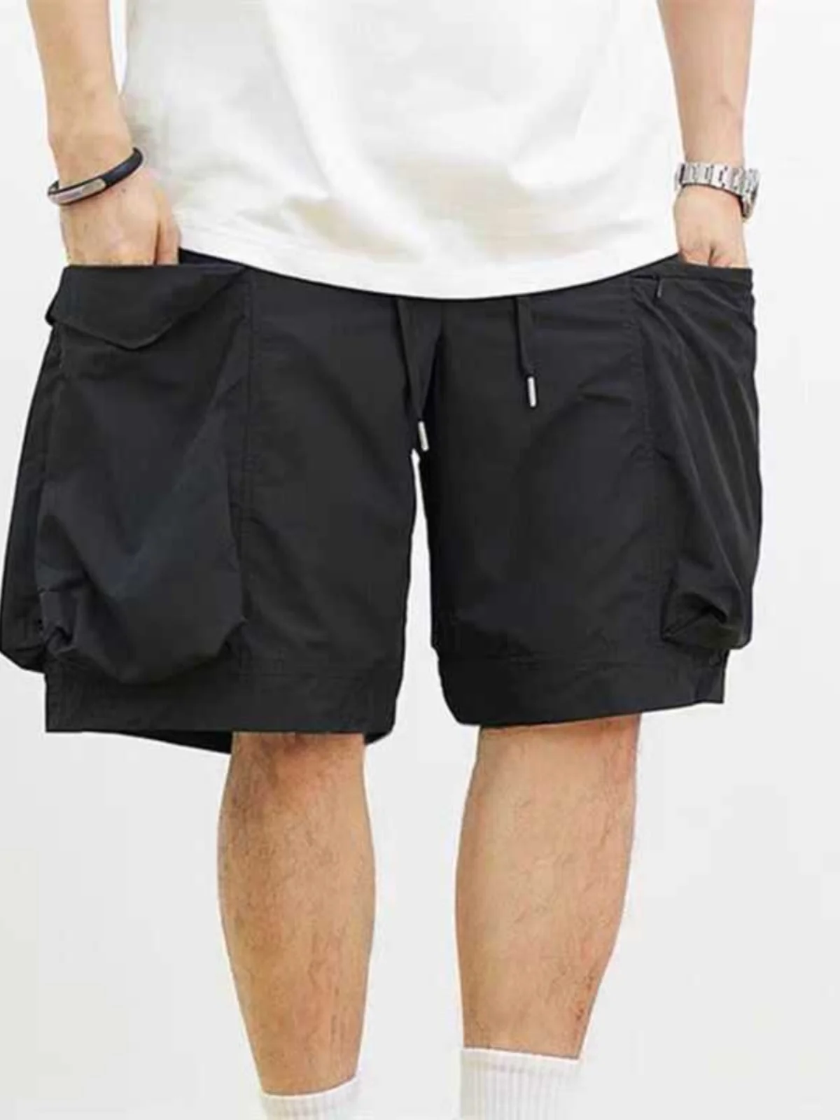 

Быстросохнущие большие шорты с водонепроницаемой функцией, повседневные пляжные шорты свободного кроя, длиной пять дюймов, из полиэфирного волокна, летние шорты для работы