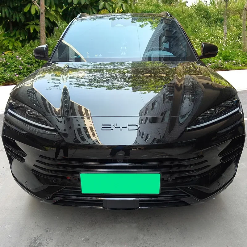 1Pc BYD Gloss Black Front Logo Badge Sticker Non-Dismantle Emblem Cover For Seal U Sealion 6 DM-i EV Song Auto Styling