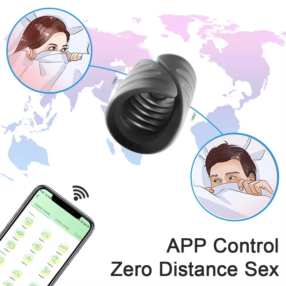 القضيب التدريب هزاز حشفة القضيب APP بلوتوث ذكر الاستمناء حشفة محفز مدلك هزاز الجنس لعب للرجال الكبار #3