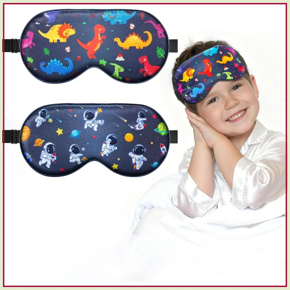 

100% Real Mulberry Silk Sleep Mask 2 Pack, Pure Silk Eye Cover for Blackout, Adjustable Strap, Reduce Puffy Eyes, Travel Gift