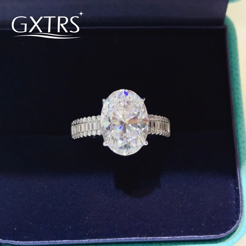 GXTRS 8CT Oval Moissanite S925 Silver Rings For Women Men Luxury Lab Diamond Wedding Engagement Band Gift Fine Jewelry Certified