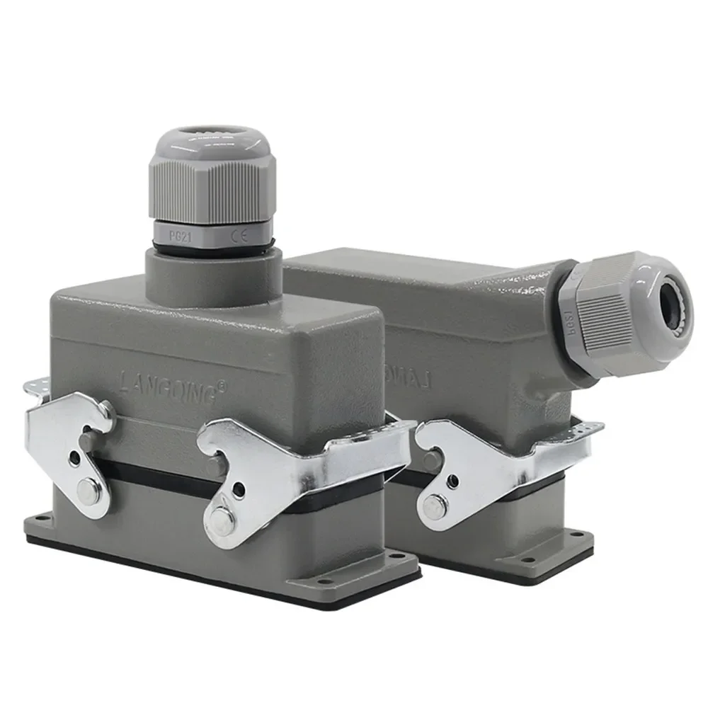 Rectangular Heavy Duty Connector HDC-HE-24 Core Industrial Waterproof Aviation Plug Socket 16A 500V Top Line And Lateral Line