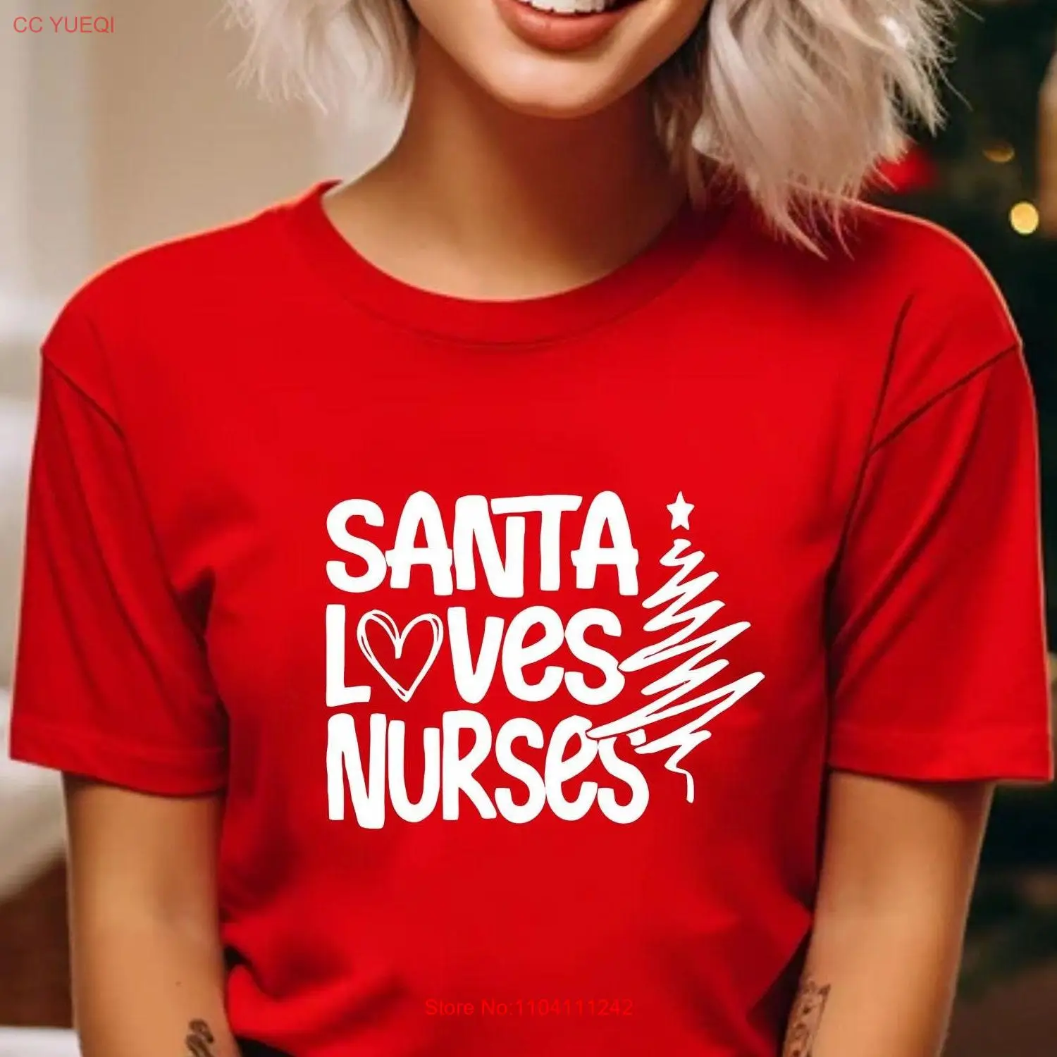 

Santa Loves Nurses T Shirt Claus Nurse Christmas Nursing Squad long or short sleeves