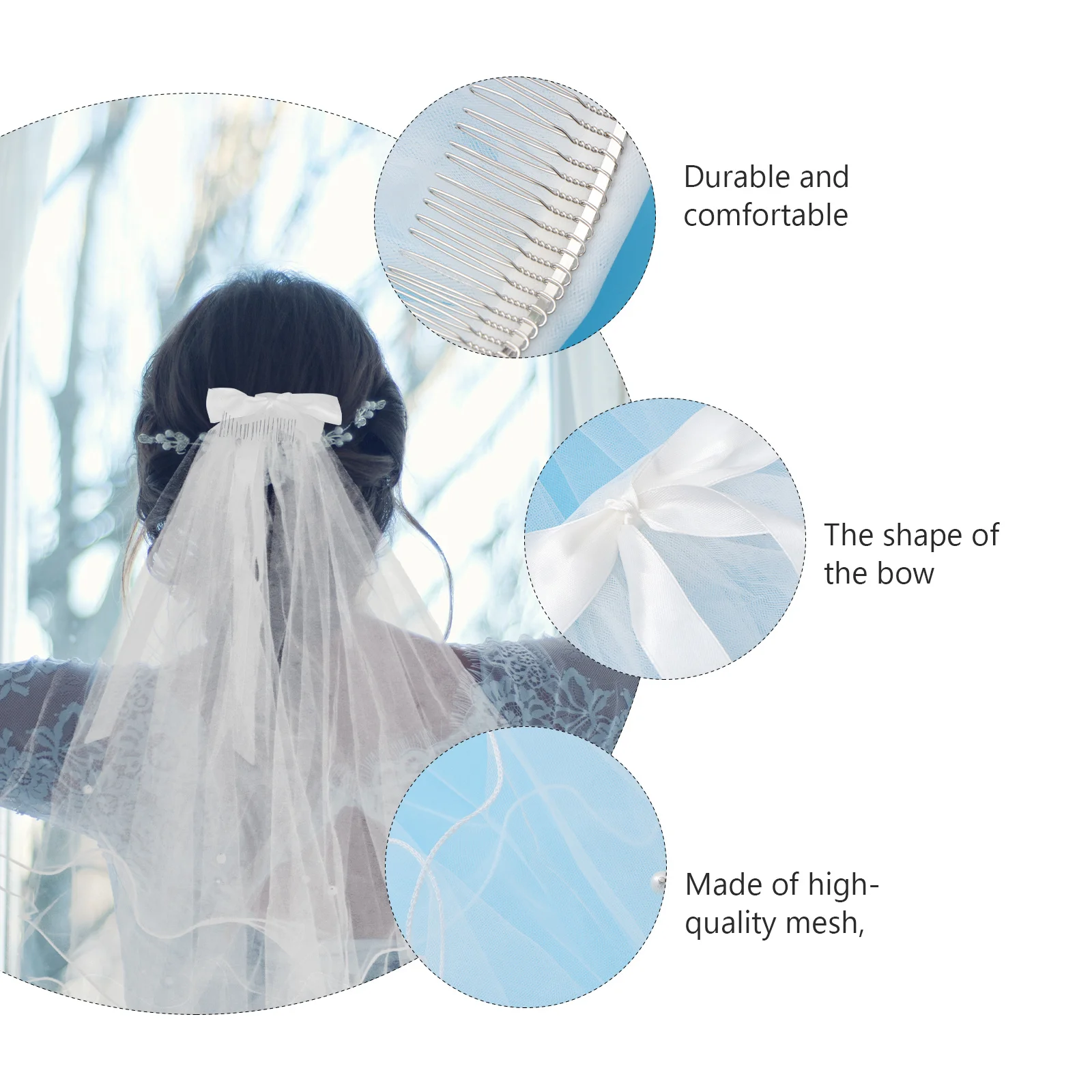 

1Pcs Bride Veil Elegant Romantic Wedding Dress Veil Decorative Bridal Headdress Charming Wedding Ceremony Bridal Headdress