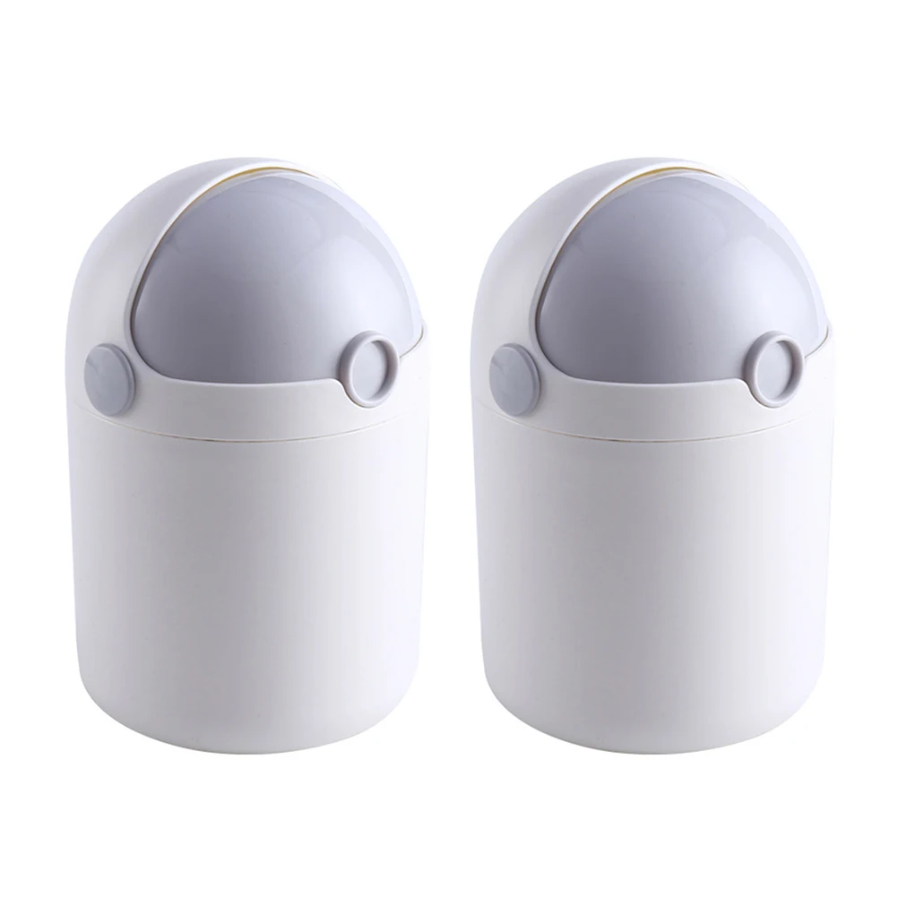 

2pcs Trash Can with Lid Bin Small Waste Basket Office Household Storage Container Plastic Garbage Barrel Desktop
