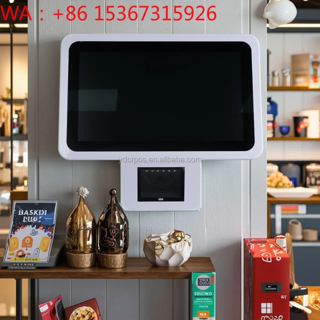 

15.6 Inch Wall Mount Touch Screen POS Price Checker Terminal with Barcode Scanner for Cafe Retail