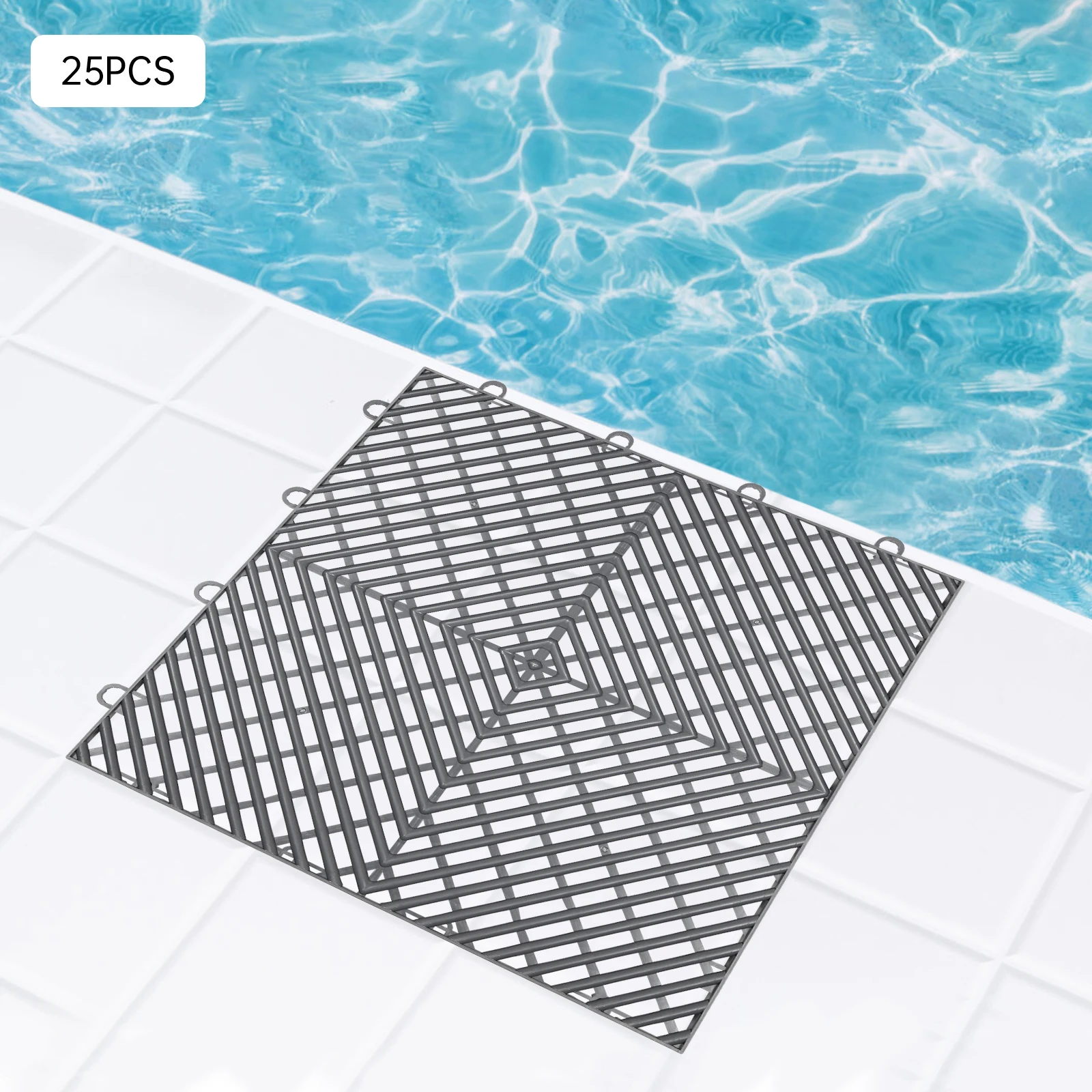 

Tiles Interlocking 25PCS Graphite Color, Drainage Tiles 12x12x0.5 Inches, Anti-Slip Waterproof Deck Tiles Outdoor Floor Tiles