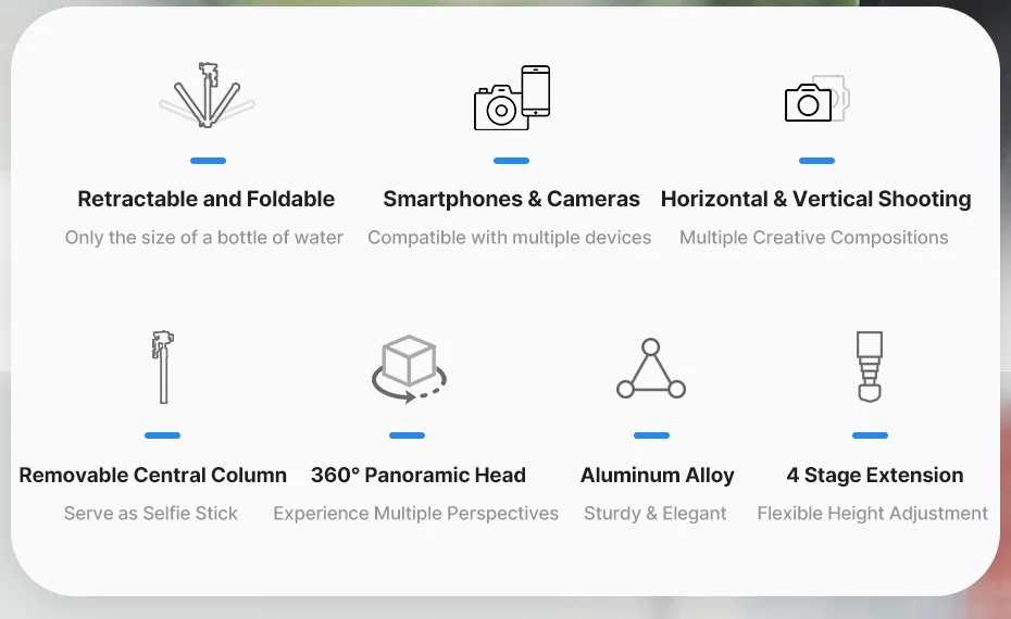 Ulanzi MT-63 26 cm tragbares Mini-Stativ mit 360 ° Horizontaler und vertikaler Panoramakopf für Smartphones-Kameras – Detail 2