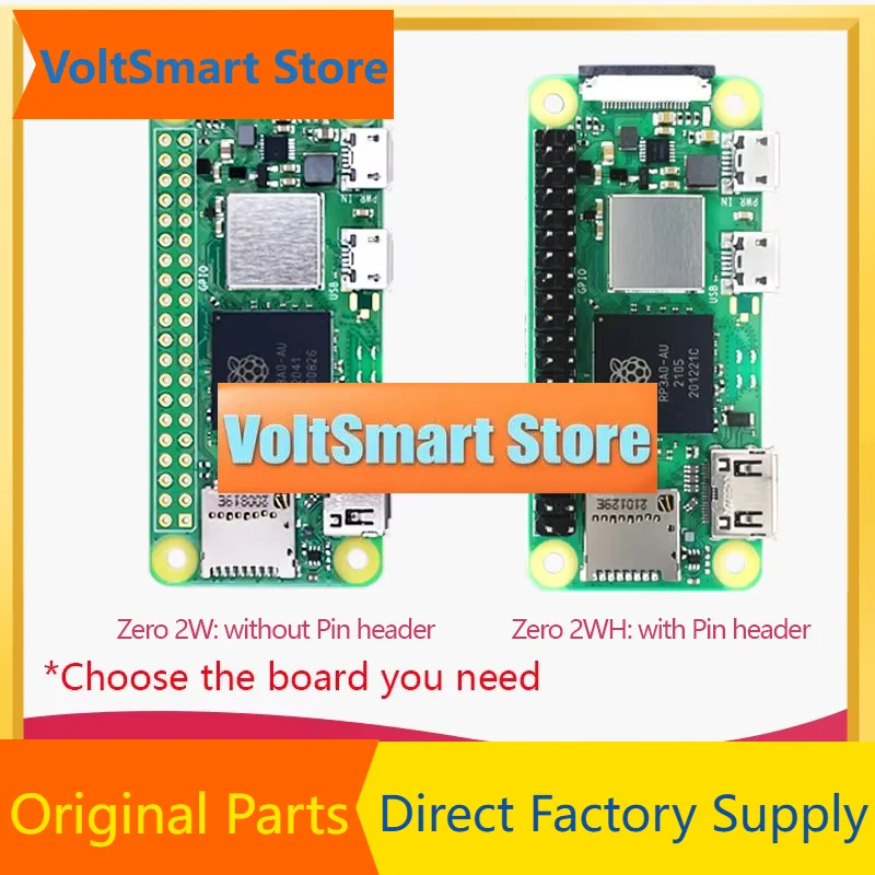 VoltSRaspberry Pi Zero 2W 1GHz Quad-core 64-bit Arm Cortex-A53 CPU 512MB SDRAM Bluetooth BLE&WiFi Pi 0 2 W With Pin Header Case