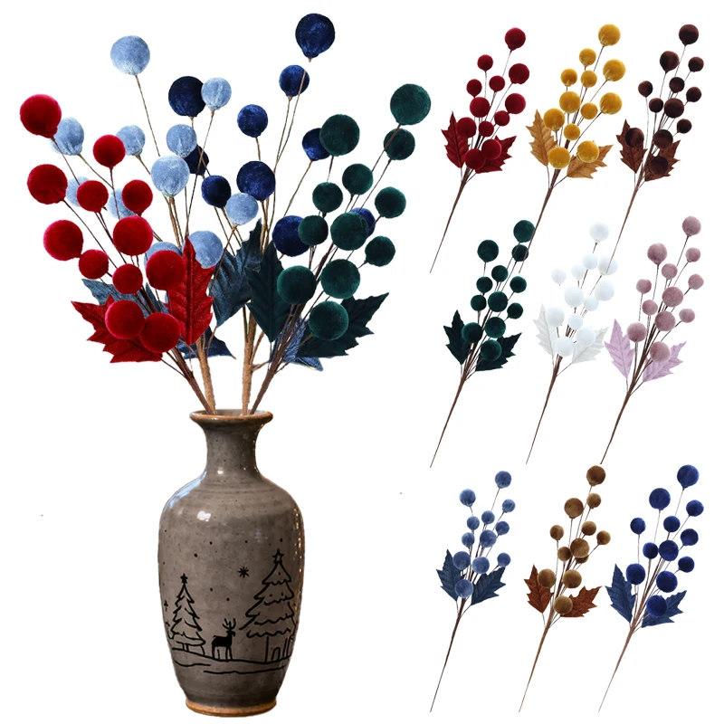 

1 Piece Fashion DIY Multicolored Velvet Christmas Ball Branches Xmas Decorations Handmade Party Supplies Christmas Centerpieces