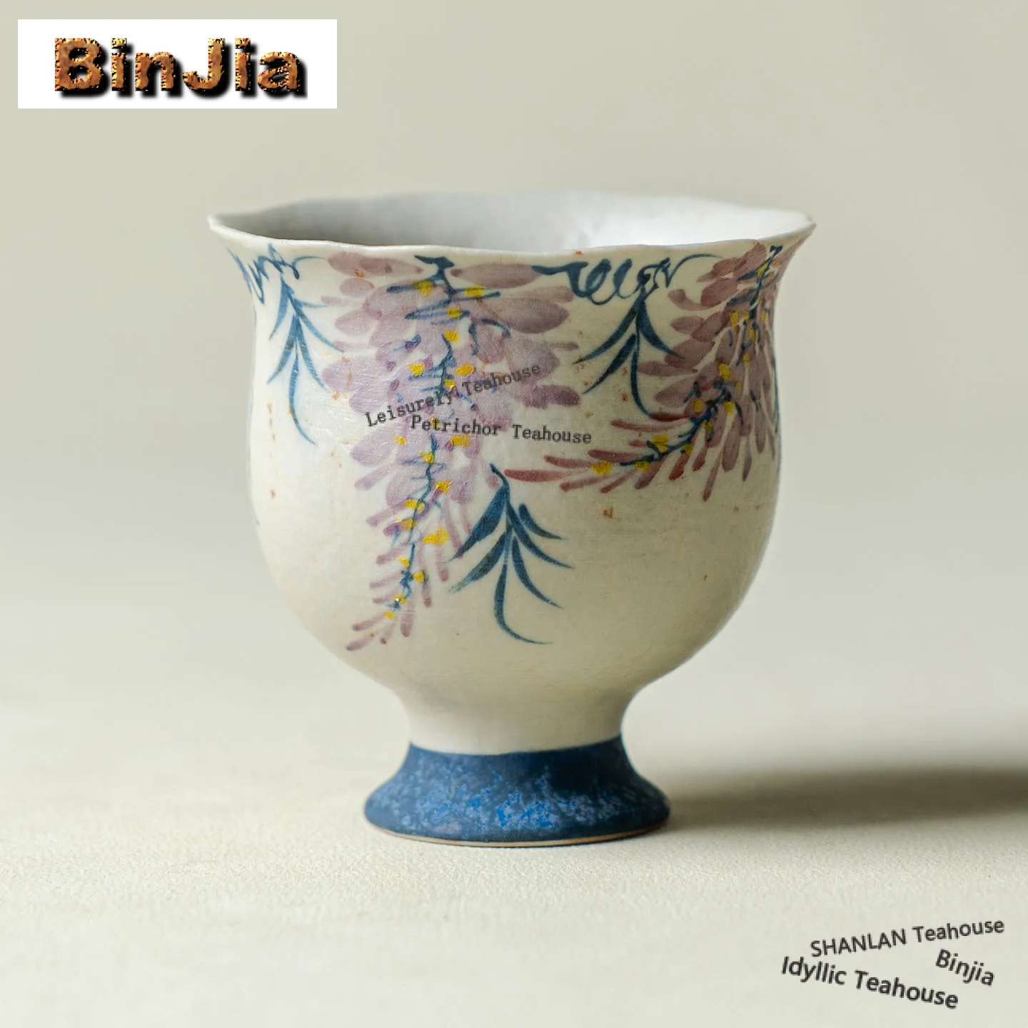 

80ml Hand-painted Wisteria Flower Teacup Antique Tea Bowl Cup For Tea Tea-tasting Smelling Cup Jianzhan Master Cups Tea Items