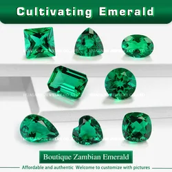 Zambian Emerald Laboratory Cultivate gemstones Round Pear Oval Heart drill including minor cracks and inclusions loose gemstone