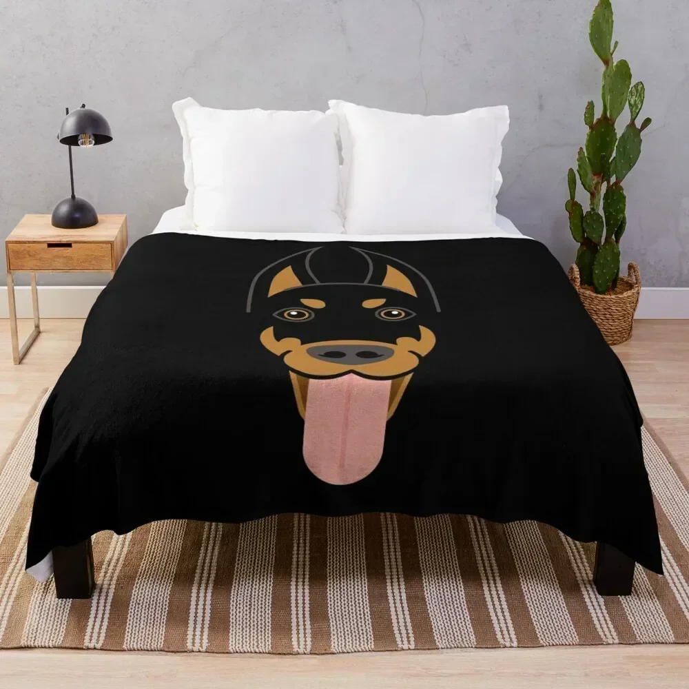 

Doberman Pinscher dog face Throw Blanket Plaid on the sofa Large christmas decoration Designers Blankets