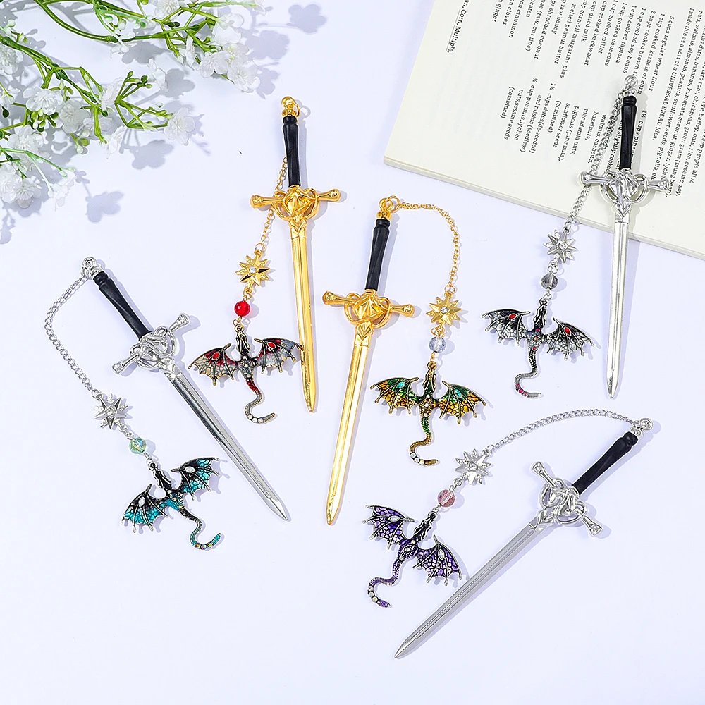 Vintage Dragon Sword Metal Bookmark Book Lovers Gothic Fanta