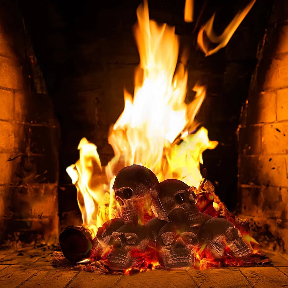 Simulatie Schedel Rekwisieten Brandwerende Herbruikbare Menselijke Schedel Vuur Log Metalen Halloween Horror Schedel Vuurplaats Halloween Feestdecoraties