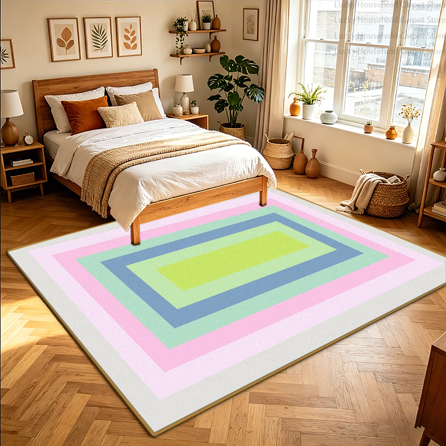 Modern Minimalism Colorful Gradient Geometric Carpet Bedroom Decor Large Area Rug Washable Non-slip Living Room Lounge Floor Mat