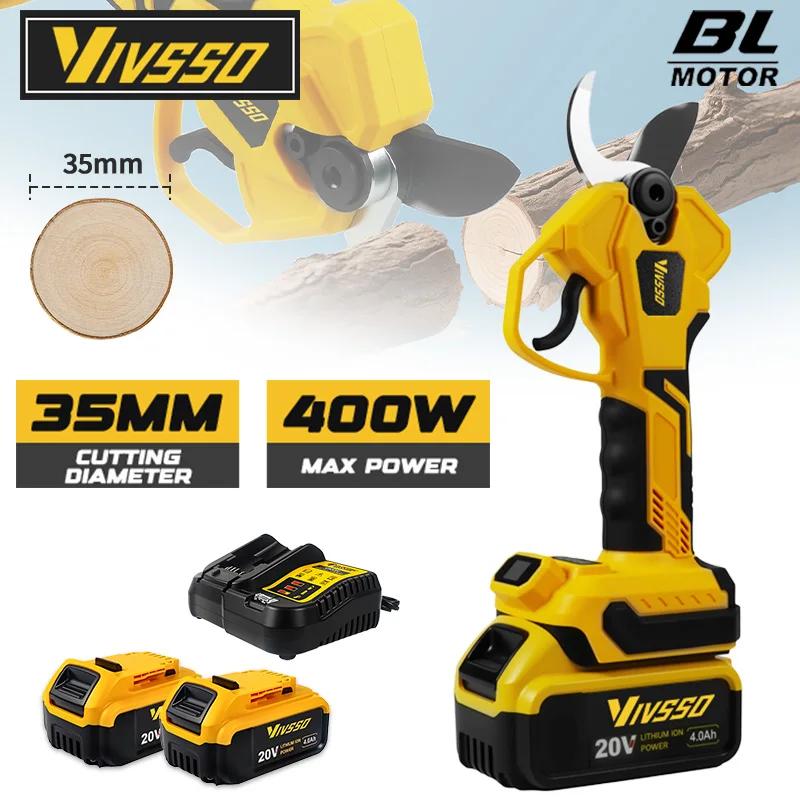 Электрические ножницы VIVSSO, 55 м, бесщеточные, с беспроводной зарядкой, электрические ножницы для обрезки фруктовых деревьев, бонсай для Dewalt, 20 В, аккумуляторный штифт