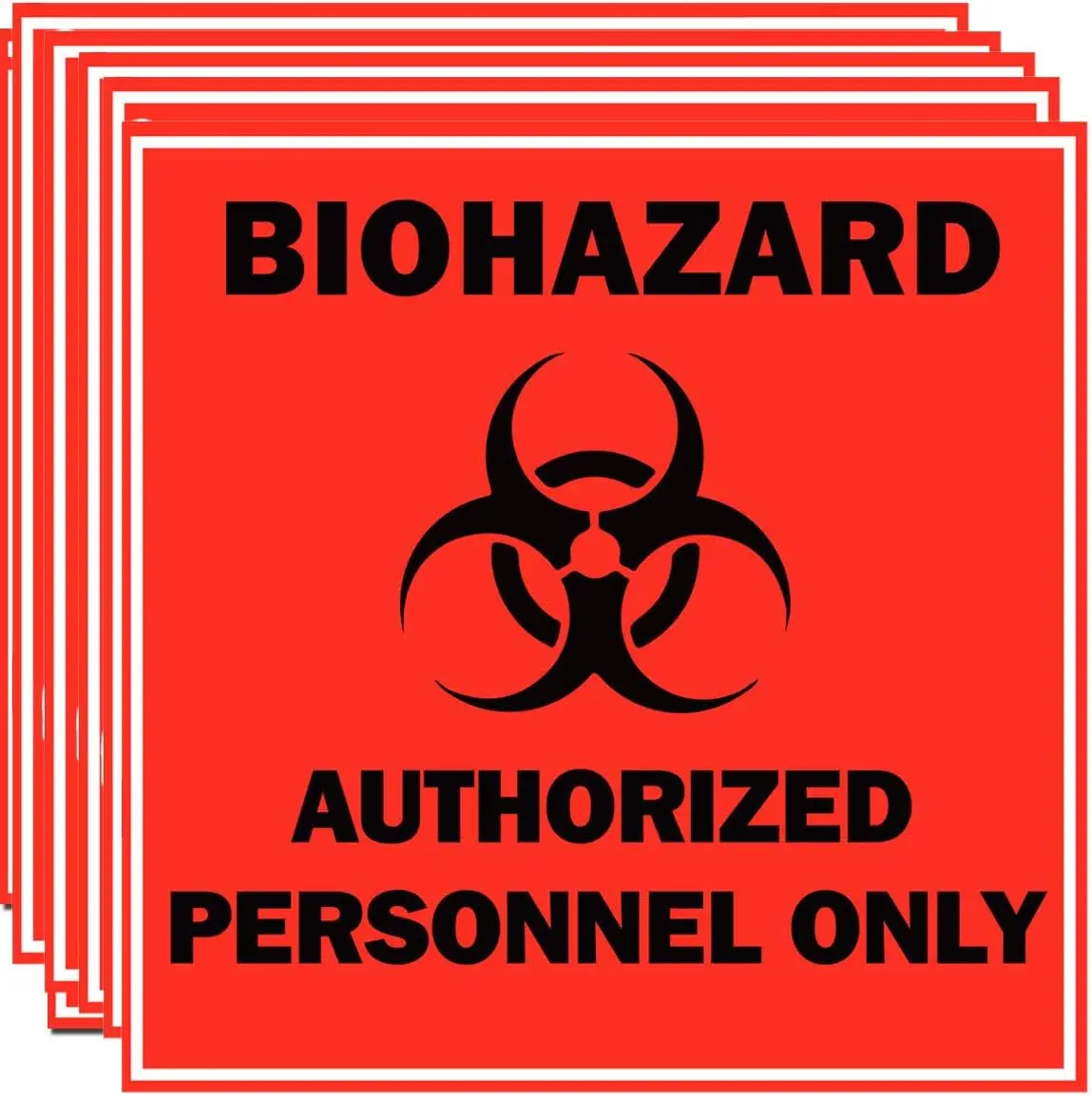 Impermeável Biohazard Adesivos, Sinais-Hazard, Etiqueta de Advertência para Laboratórios, Materiais Clínicos e Industrial, 4x4 Polegadas, 50Pcs