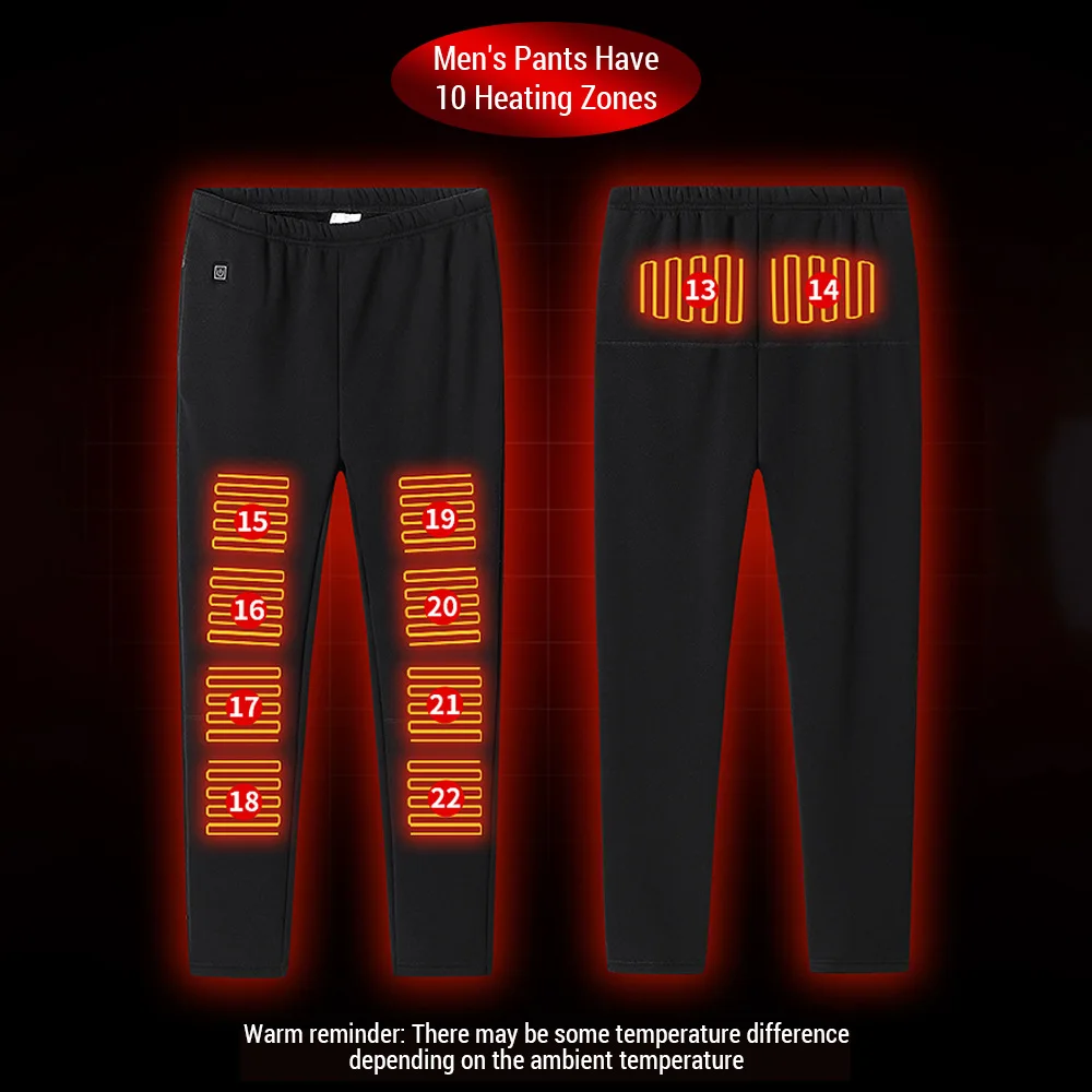 مجموعة ملابس داخلية للتدفئة الكهربائية للرجال مكونة من 22 منطقة لتدفئة التزلج بدلة للجسم سخان للصيد