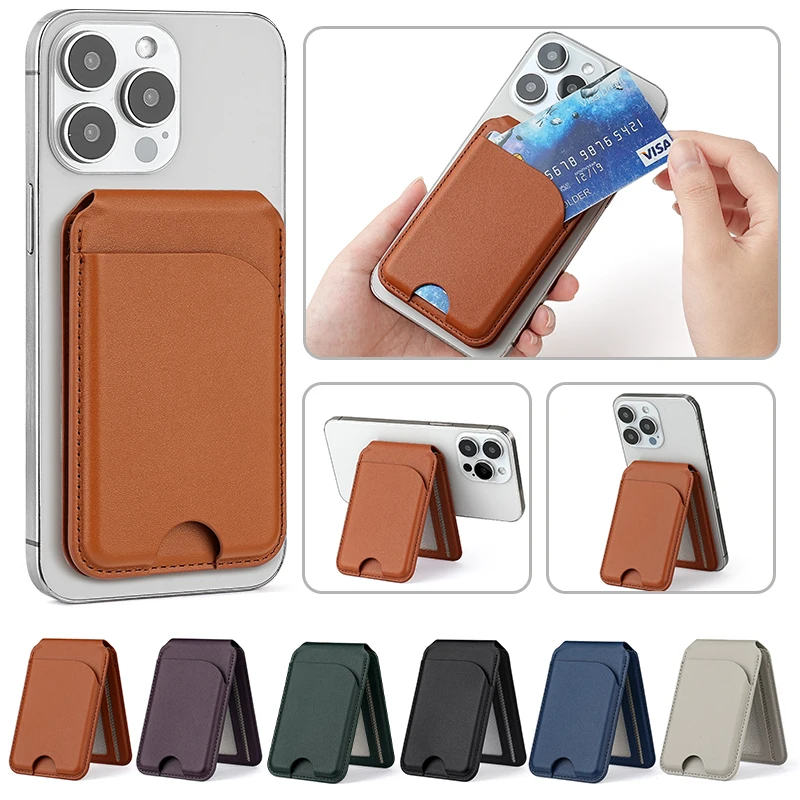 For iPhone 15 Pro Max Magsafe Wallet Stand for iPhone 13 12 11 Pro Max Vegan Leather Wallet Card Holder for iPhone 14 Pro Stand