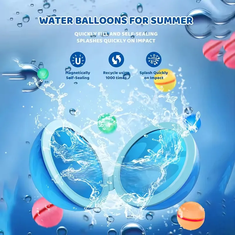 12/6/3/1 pçs balões de água reutilizáveis magnéticos preenchimento rápido auto vedação bola de água brinquedo ao ar livre verão piscina bolas de água