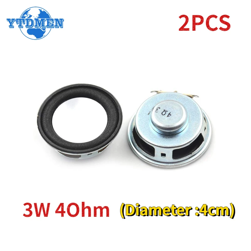 2PCS 3W 4R Mini Speaker Horn Diameter 4CM Amplifier Rubber Gasket Loudspeaker Trumpet 3 W 4 Ohm 40mm Speakers for Arduino