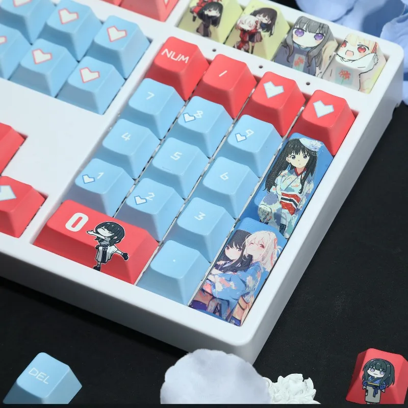 Anime lycoris recoil Theme Keycaps 120 Keys PBT Cherry Profile Keycap Custom Cartoon Key Caps for Mechanical Keyboard Gifts