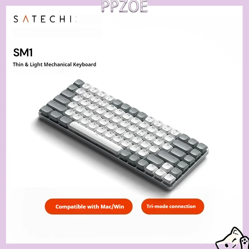 Satechi SM Tri Mode Wireless Mechanical Keyboard,84 Keys Low Profile Switch Aluminum Frame For MacBook,iPad,Laptop Windows Mac