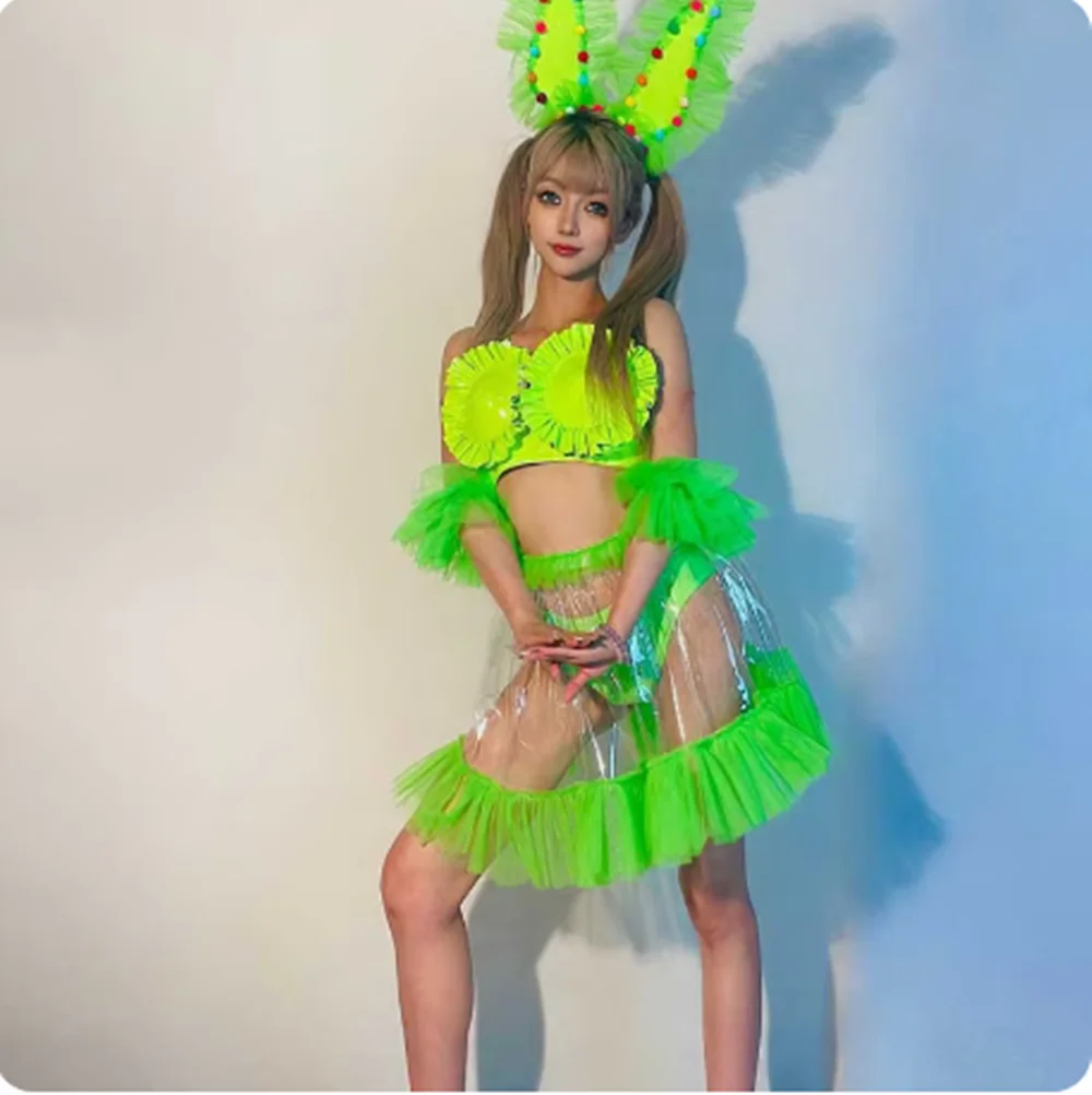 الأرنب جوجو أداء الزي ملهى ليلي بار راقصة زي كرنفال مهرجان الملابس عرض الحفلات كلوبوير الوردي الأخضر الأزرق yj812