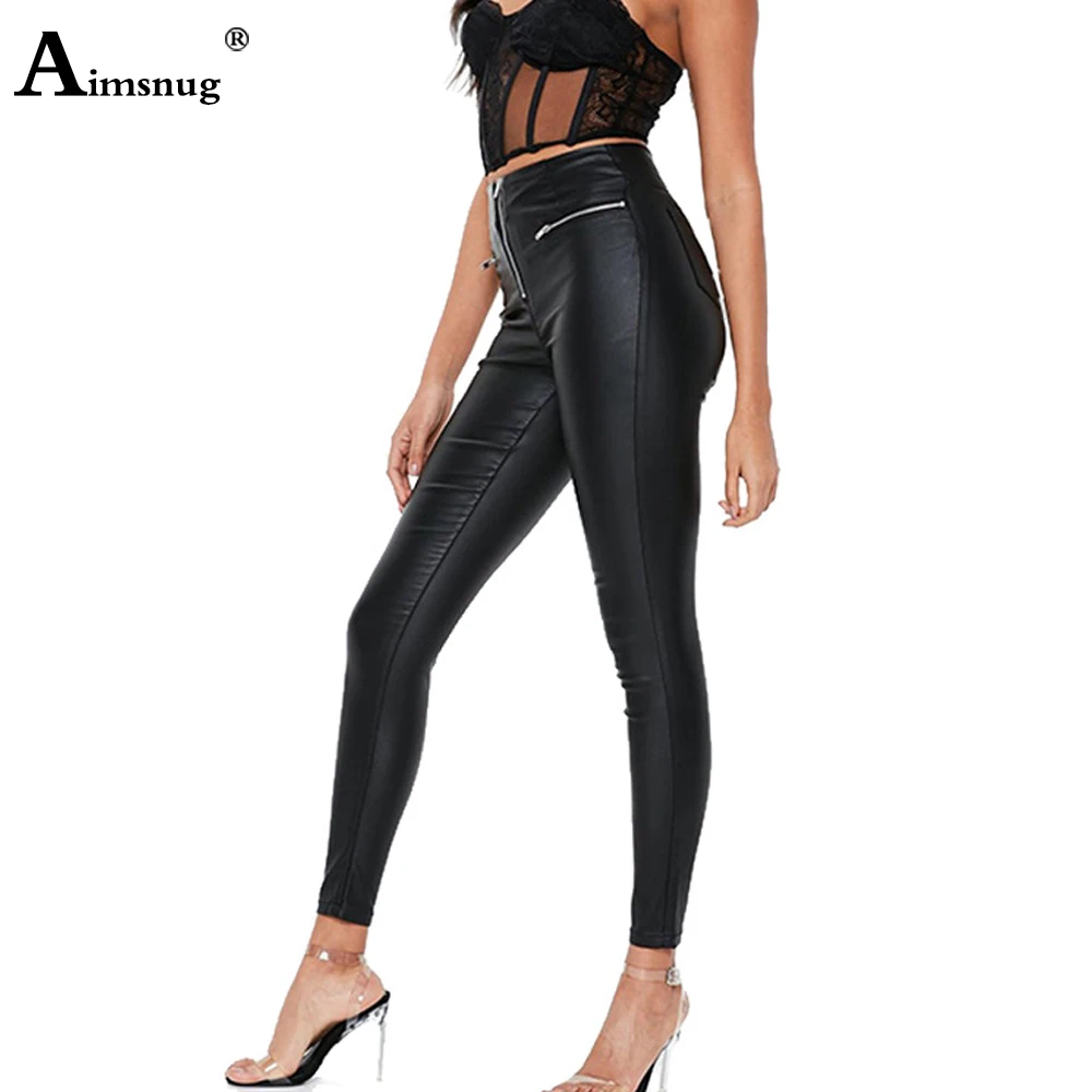 2025 Women Fashion PU Leather Trousers High Waist Skinny Pencil Pants Ladies Multi-Zippers Hotpants Sexy Faux Leather Pant New