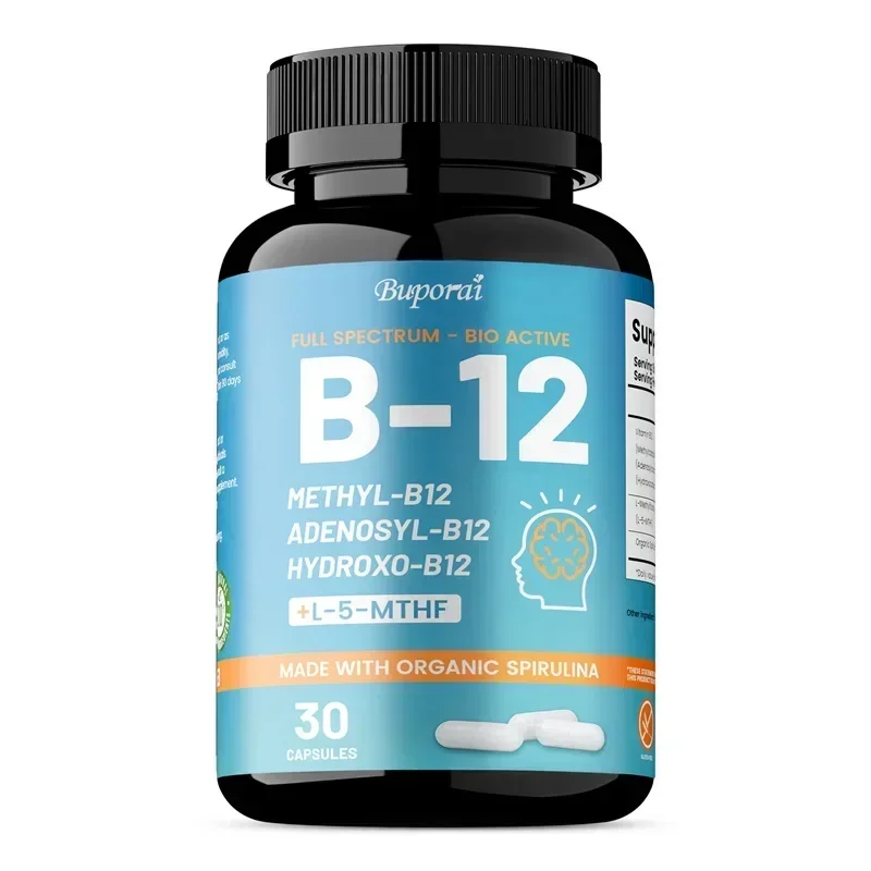 Vitamin B12 Capsules - for Mind, Energy, Brain, Mood, Heart Support, Boosts Immunity