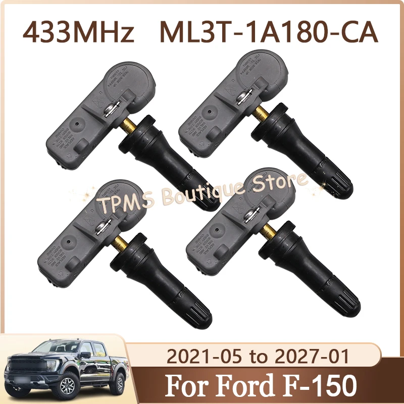 

4PCS 433MHz ML3T-1A180-CA TPMS Sensor Tire Pressure Monitor System For Ford F-150 Expedition Max E-Series Lincoln Navigator