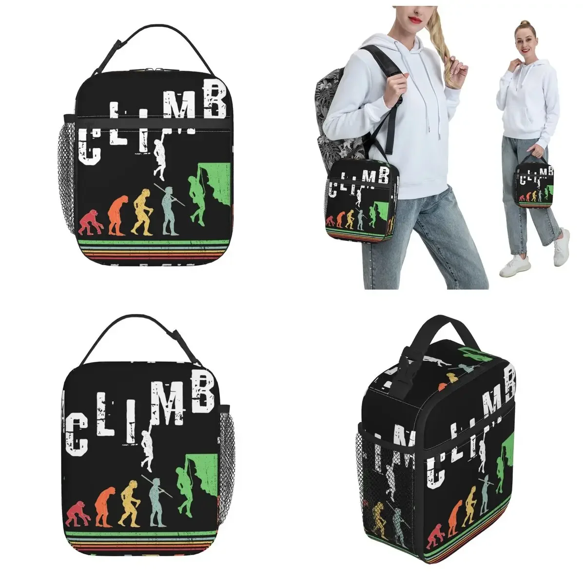 Rock Climbing Climber Evolution Product Insulated Lunch Tote Bag Work Rock-Climbers Storage Food Box Cooler Thermal Lunch Box