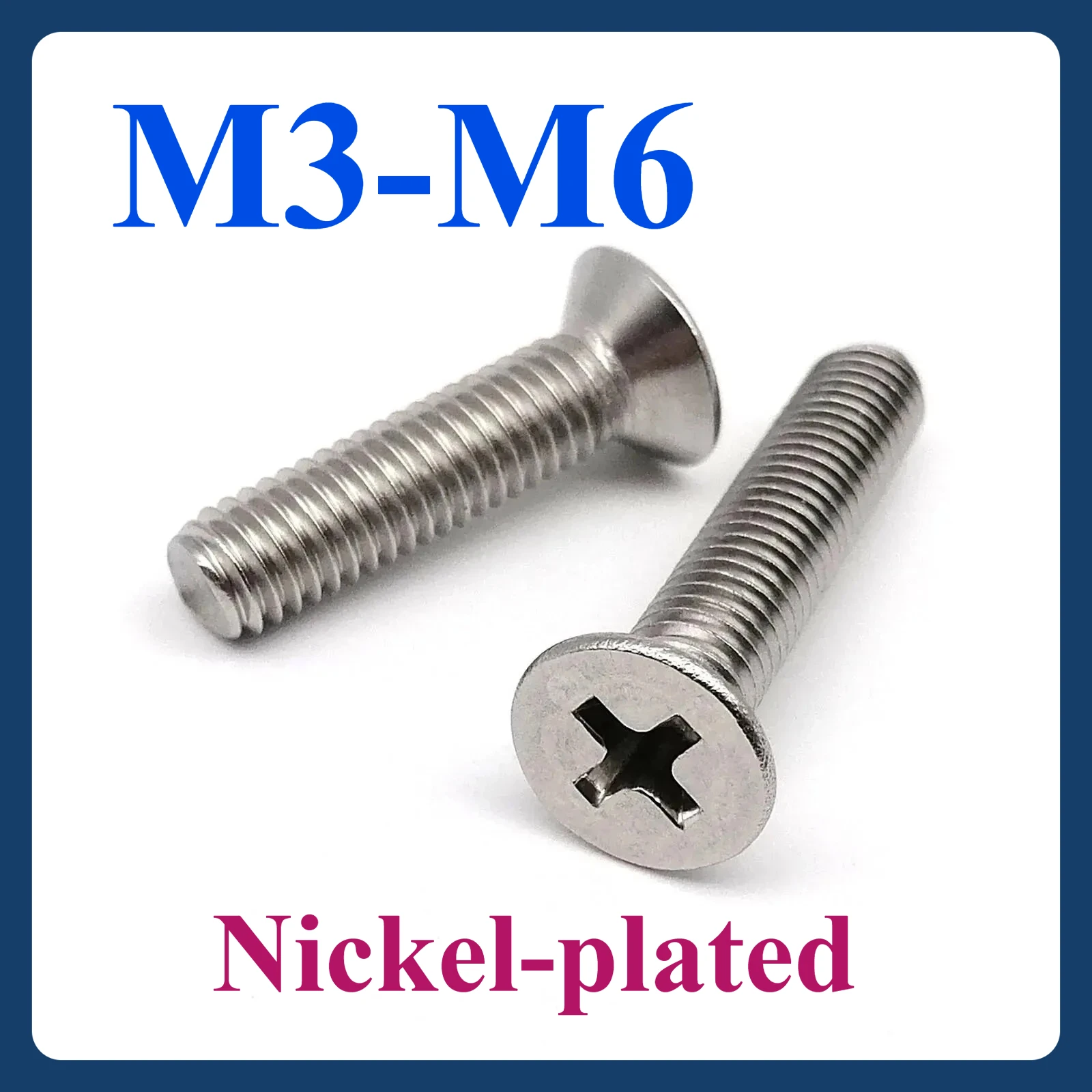 

Nickel-plated Cross Phillips Flat Countersunk Head Screws 5/10/20/50/100pcs M3 M3.5 M4 M5 M6