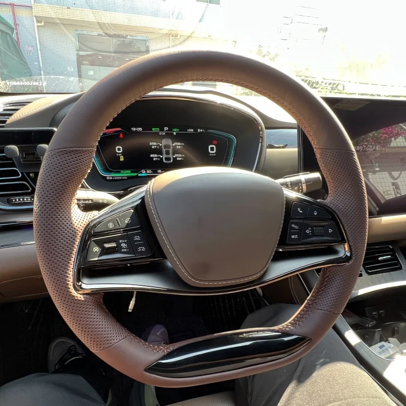 Custom Car Steering Wheel Cover For BYD Tang EV DMI DMP Han Song Plus E9 Microfiber Leather Non-Slip Steering Wrap Cover