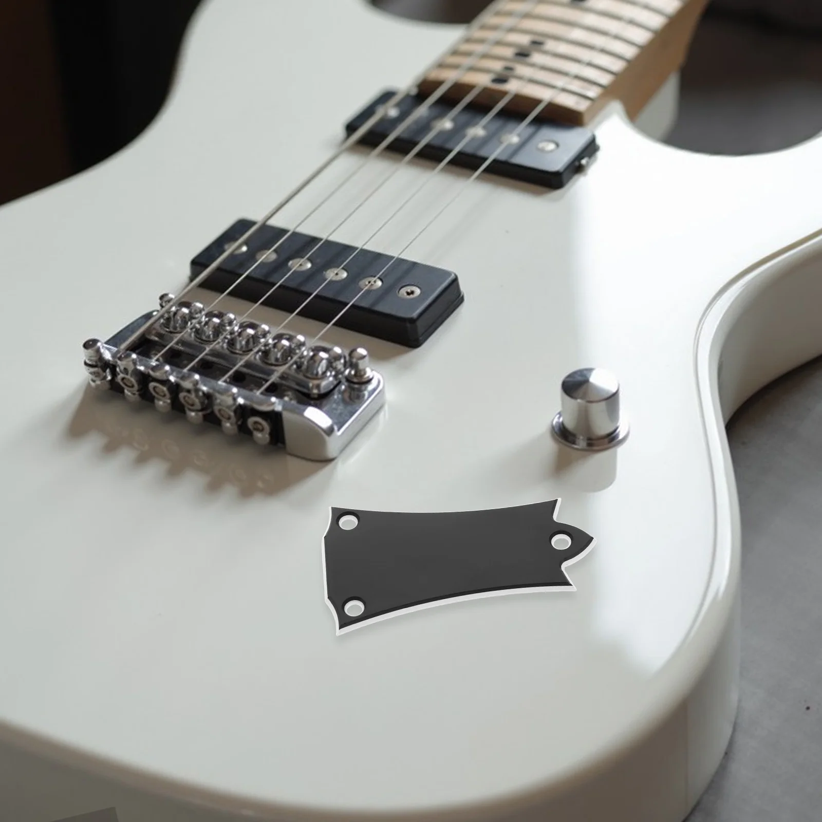 1 مجموعة سوداء 3 ثقوب معدنية الجمالون غطاء قضيب لوحة للجيتار الكهربائي حماية الرقبة جرس شكل تصميم الغيتار اكسسوارات أجزاء #6