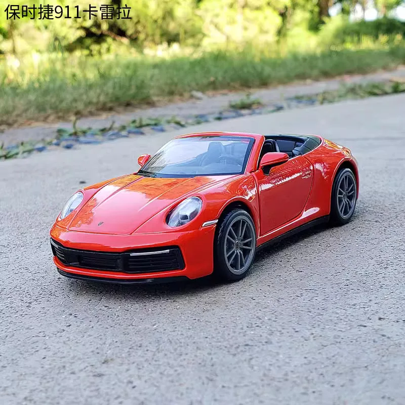 

1:32 Porsche 911 Carrera Cabriolet, модель автомобиля из сплава, игрушечный автомобиль, литье под давлением металла, звуковой и световой автомобиль, игрушка для детей, автомобиль