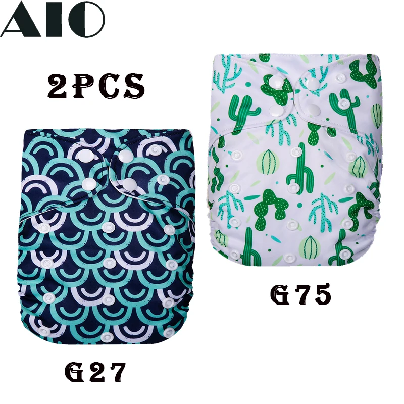 [AIO] 2pcs/Set Infant Ice Silk Lining Fabric Pocket Nappy Baby Washable Reusable Cloth Diaper Ecologic Pants Protect Baby's ass